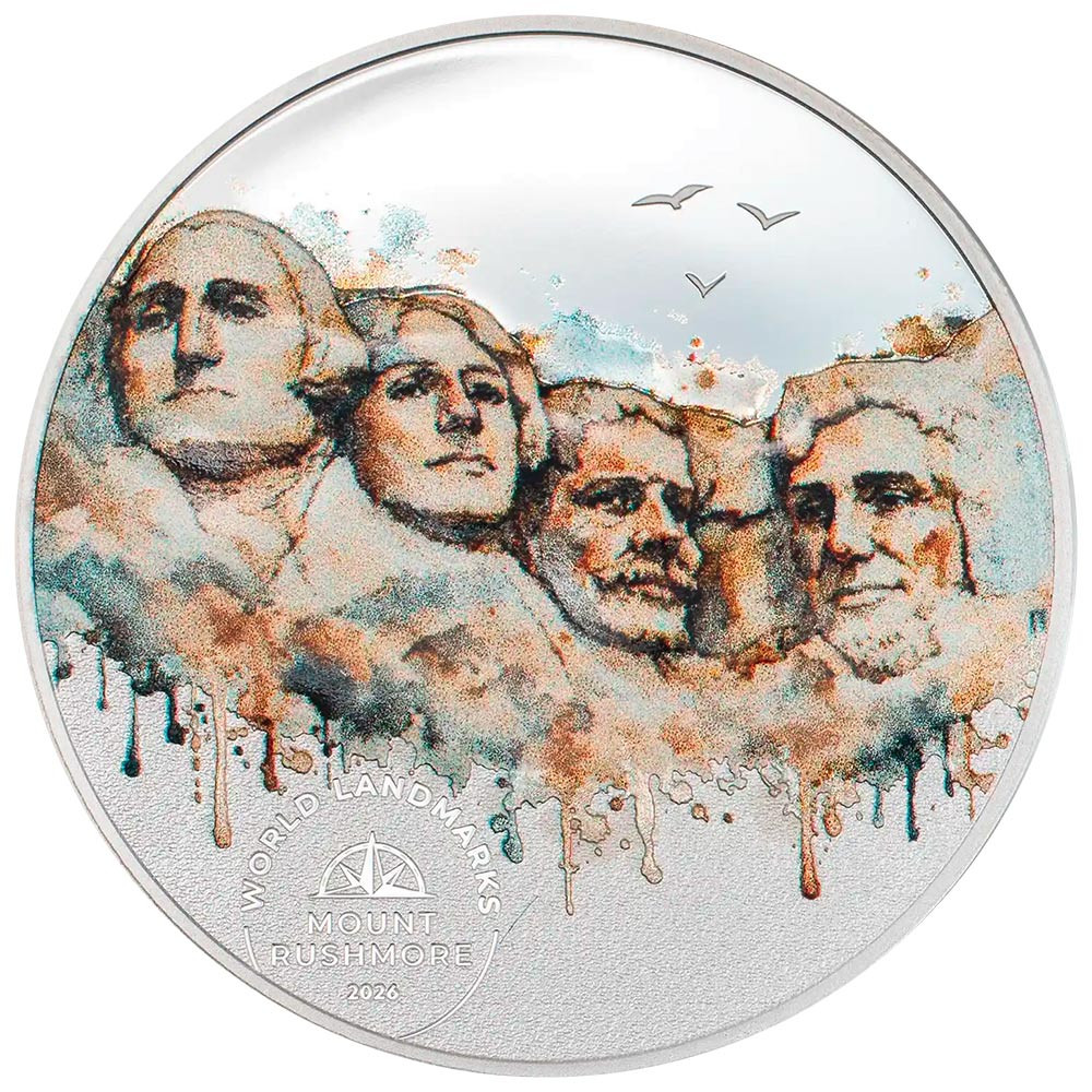 2 Dollars Argent  BE 2026 colorisée - Mont Rushmore