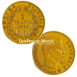 5 Francs Or Napoléon III Tête Nue