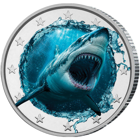 2 Euro enduite - Requin blanc