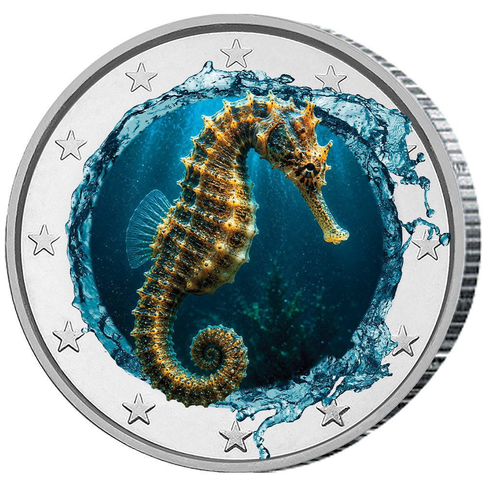 2 Euro enduite - Hippocampe