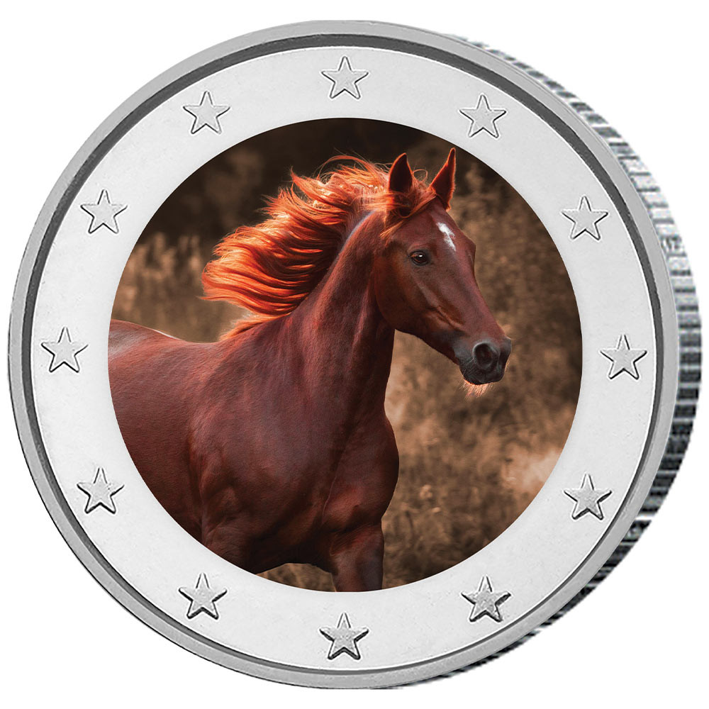 2 Euro enduite - Cheval sauvage