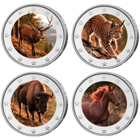 Lot 4 x 2 Euro Faune sauvage terrestre