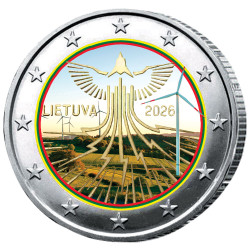 2 Euro Lituanie 2026 colorisée - Oiseau de liberté