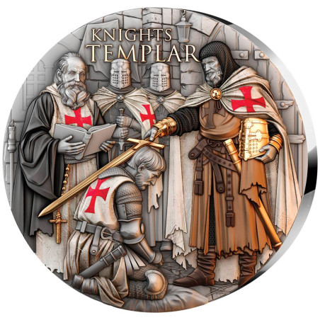 5 Dollars Argent 2026 colorisée - Chevaliers Templiers