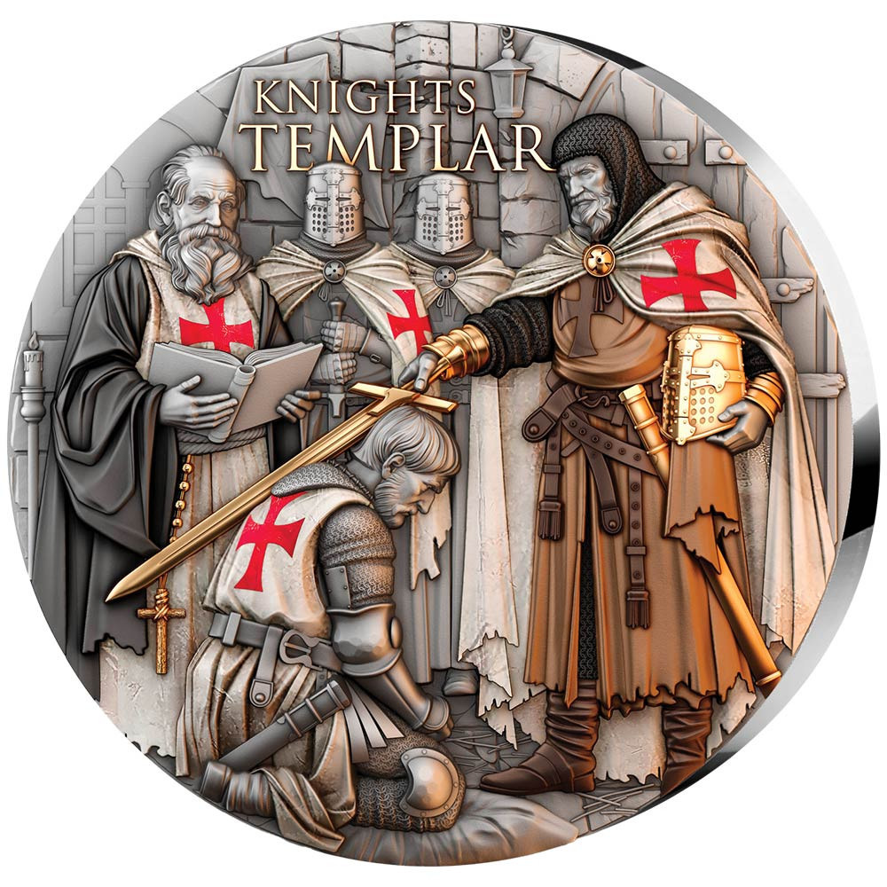 5 Dollars Argent 2026 colorisée - Chevaliers Templiers
