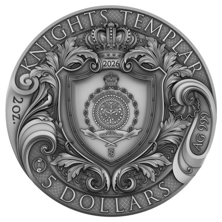 5 Dollars Argent 2026 colorisée - Chevaliers Templiers (4)
