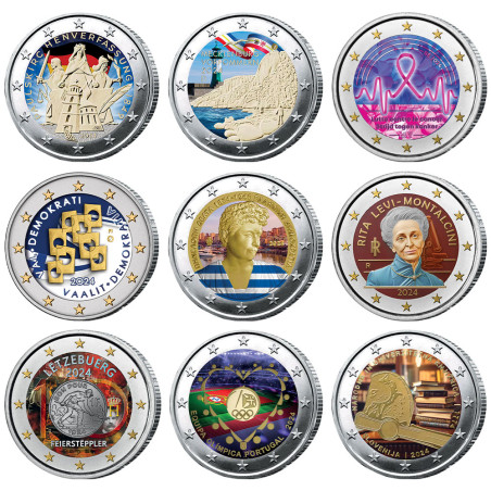 Lot 9 x 2 Euro 2024 colorisées