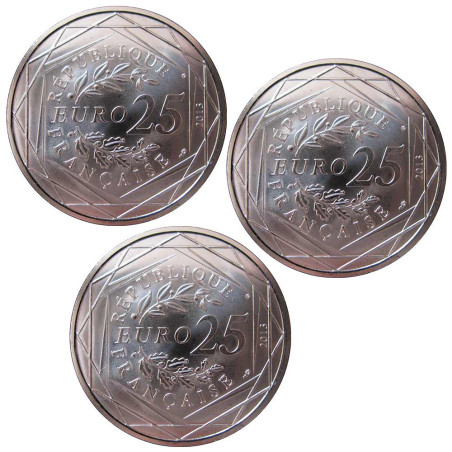 Lot 3 x 25 Euro Argent France 2013 - Justice - Laïcité - Respect (2)