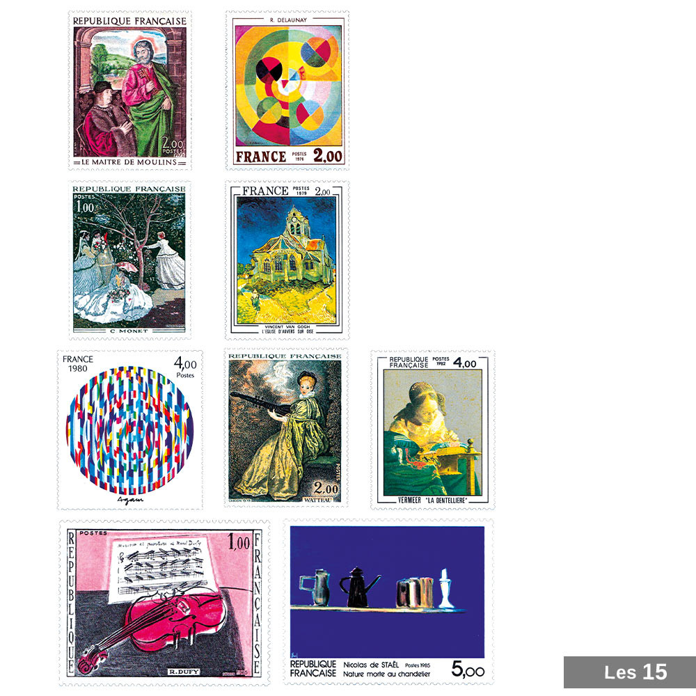 15 timbres Trésors de la peinture