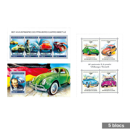 5 blocs-feuillets voiture Coccinelle