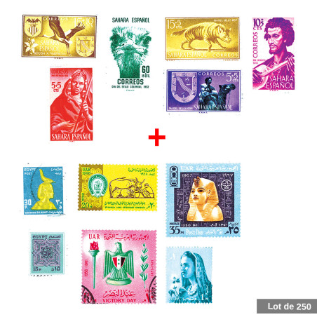 Lot de 250 timbres Afrique du nord