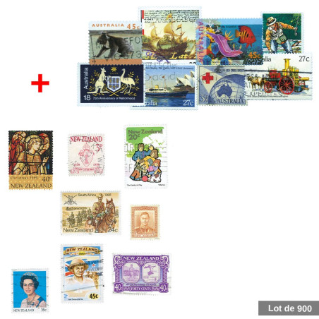 Lot de 900 timbres Océanie