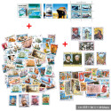 Lot 1 pièce de collection + 2 Euro + 19 blocs + 415 timbres