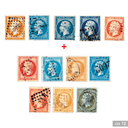 Lot de 12 timbres Napoléon III