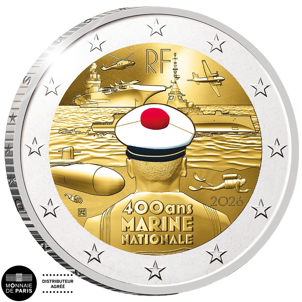 2 Euro France BE 2026 colorisée - Marine Nationale