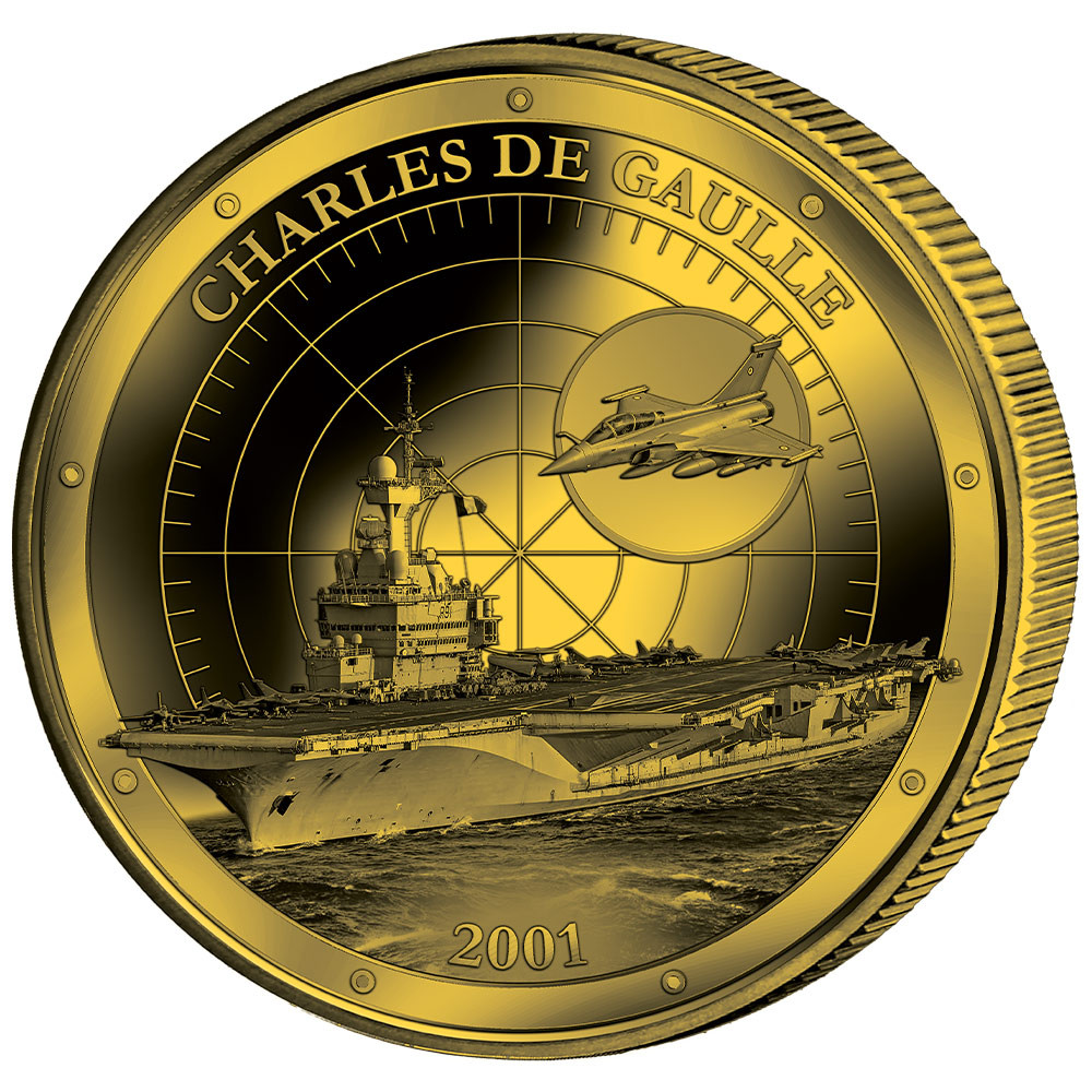 Pièce de collection dorée - Porte-avions  Le Charles de Gaulle