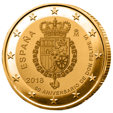 2 Euro Espagne 2018 dorée - 50 ans de Felipe VI