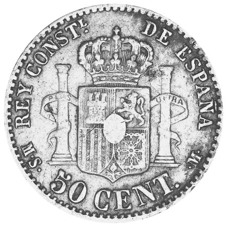 50 Centimes Argent  Espagne 1880-1885 - Alfonso XII (2)