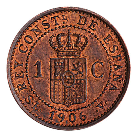 1 Centime Bronze Espagne 1906 - Alfonso XIII (2)