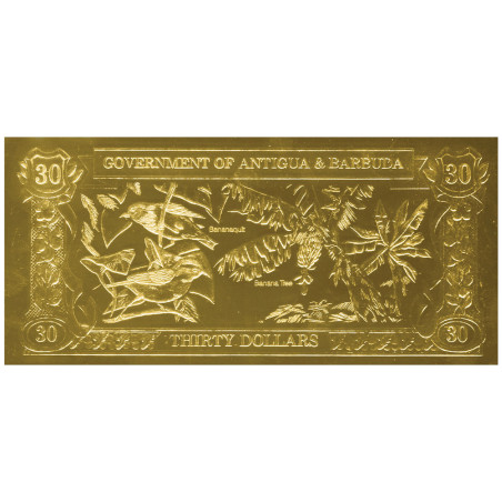 30 Dollars Or Antigua-et-Barbuda 1988 - Sucriers et bananiers