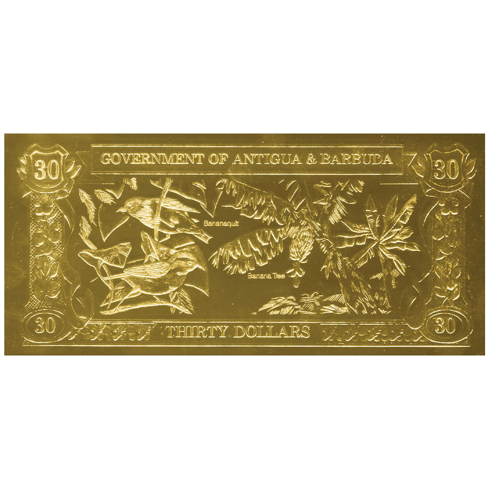 30 Dollars Or Antigua-et-Barbuda 1988 - Sucriers et bananiers