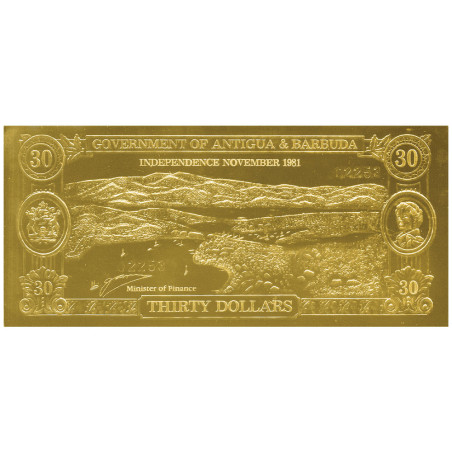 30 Dollars Or Antigua-et-Barbuda 1988 - Sucriers et bananiers (2)