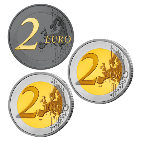 Cadre avec 3 x 2 Euro Estonie 2025 - 500 ans de la Littérature estonienne (3)
