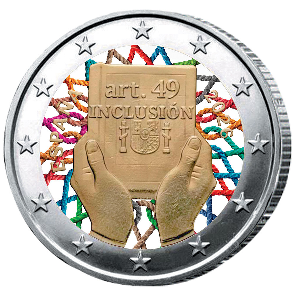 2 Euro Espagne 2026 colorisée - Article 49 - Inclusion