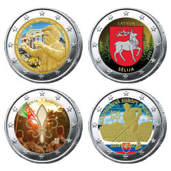 Lot 4 x 2 Euro 2025 colorisées