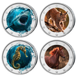 Lot 4 x 2 Euro Animaux enduites