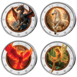 Lot  4 x 2 Euro Mythiques enduites