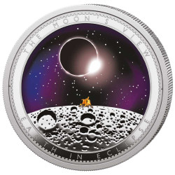 1 Dollar Argent BE 2026 colorisée - Éclipse de la Terre vue de la Lune