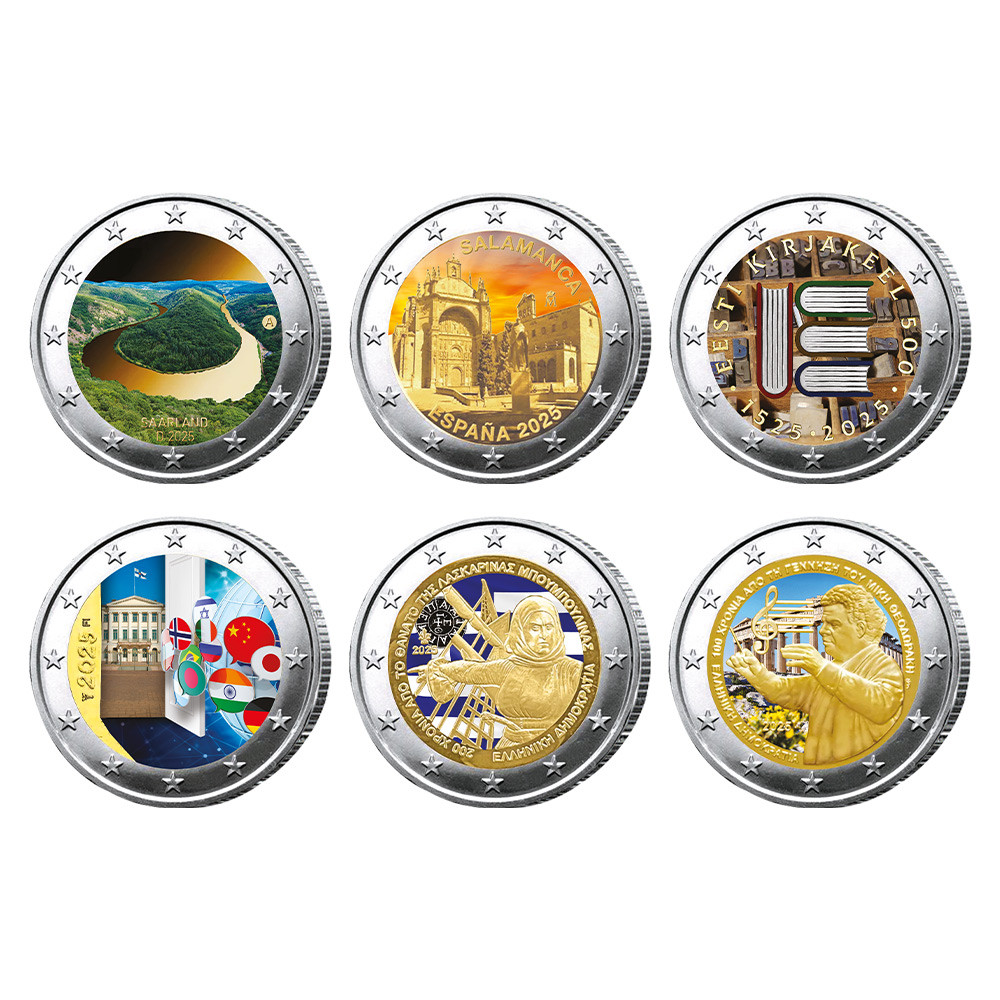 Lot 12 x 2 Euro 2025 colorisées