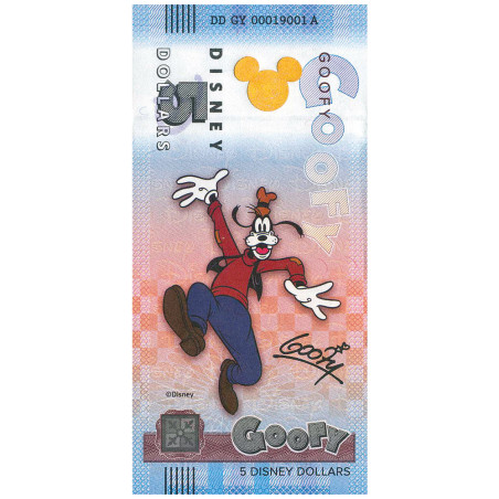 Billet souvenir 5 Dollars Disney - Goofy (2)