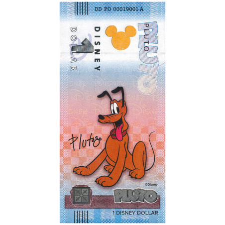 Billet souvenir 1 Dollar Disney - Pluto (2)