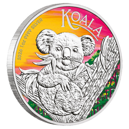 1 Dollar Argent Australie BE 2026 colorisée - Koala