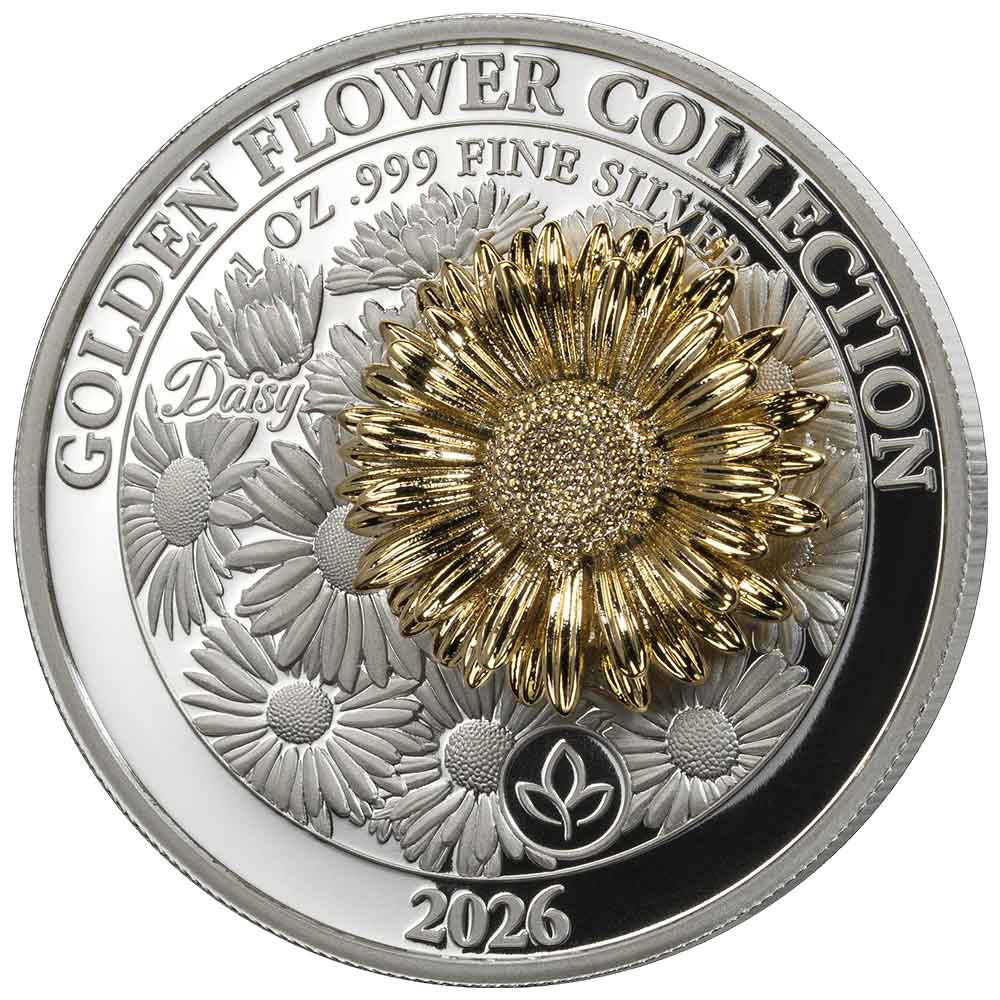 5 Dollars Argent BE 2026 colorisée - Marguerite