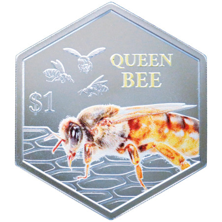 1 Dollar Argent BE 2026 colorisée - Reine des abeilles