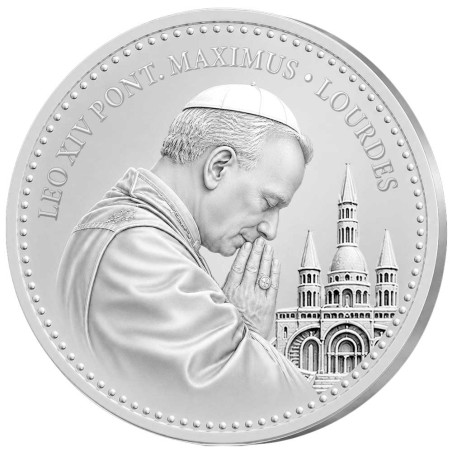 Pape Léon XIV en Argent - Lourdes