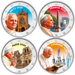 Coffret 4 X 2 Euro Pape Léon XIV enduites