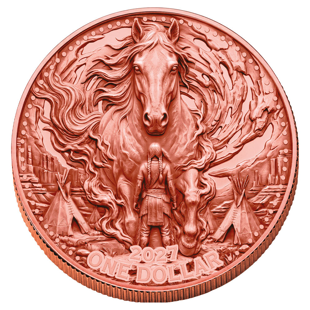 1 Dollar Mesa Grande BU 2027 - Cheval sauvage Haut-relief