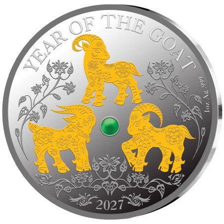5 Dollars Argent BE 2027 colorisée - Année de la Chèvre