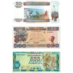 Lot 3 billets en Francs