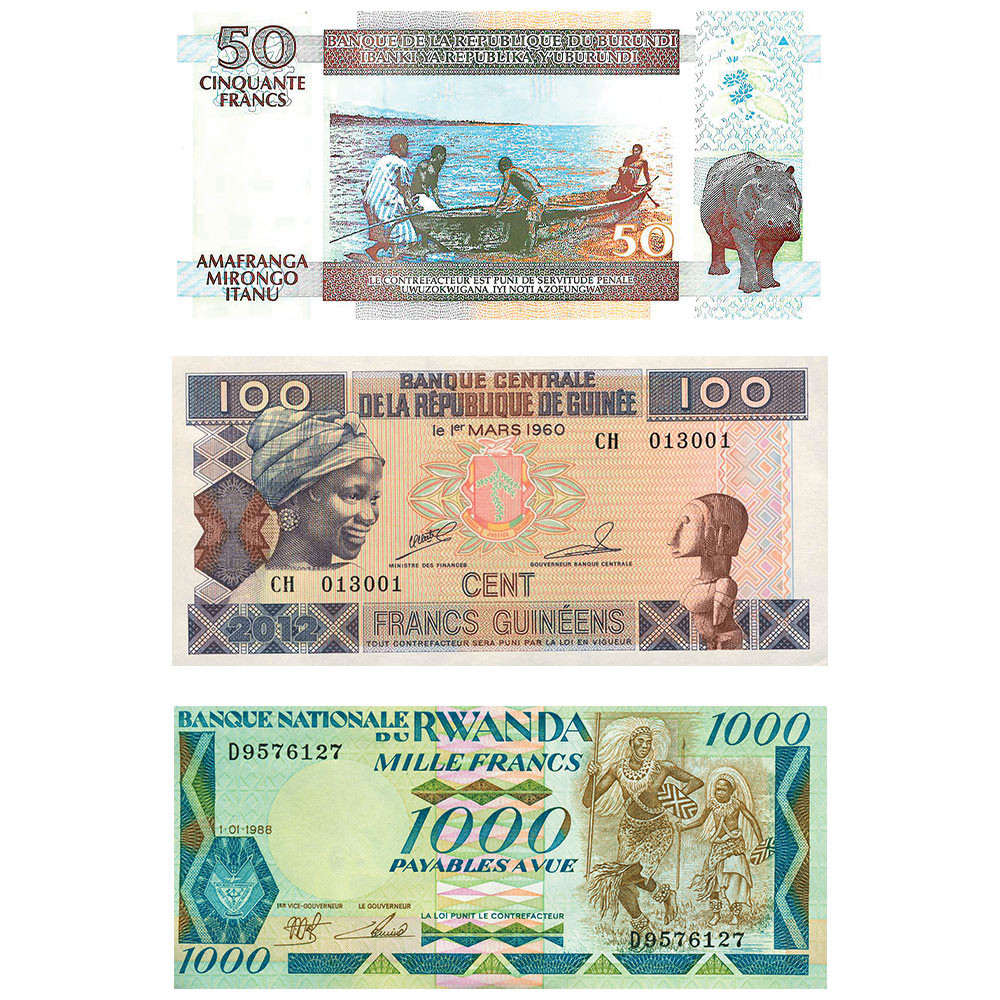 Lot 3 billets en Francs