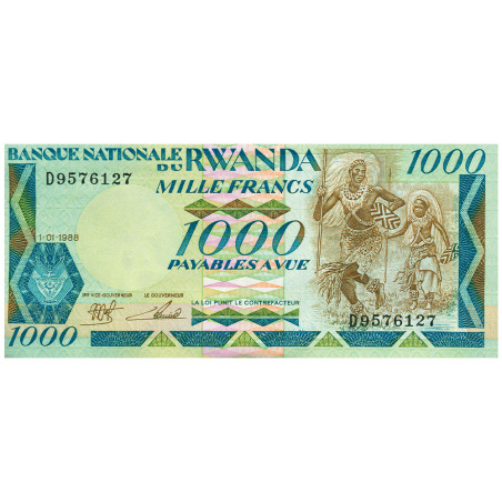1000 Francs Rwanda 1988-1989