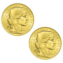 Lot 2 x 20 Francs Or Marianne IIIe République