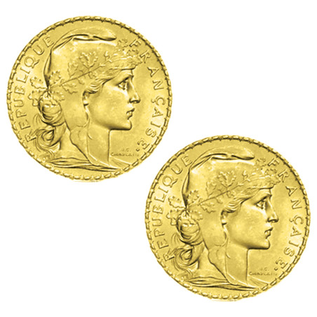 Lot 2 x 20 Francs Or Marianne IIIe République