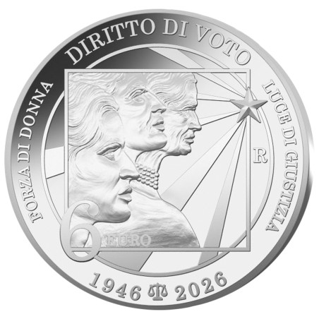 6 Euro Argent Italie FDC 2026 - Premier vote des Femmes en Italie (2)