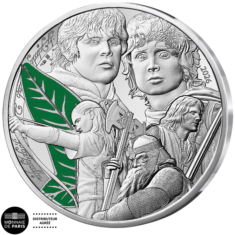 100 Euro Argent France 2026 colorisée - La feuille de la Lórien