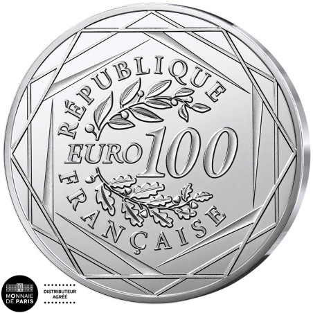 100 Euro Argent France 2026 colorisée - La feuille de la Lórien (3)